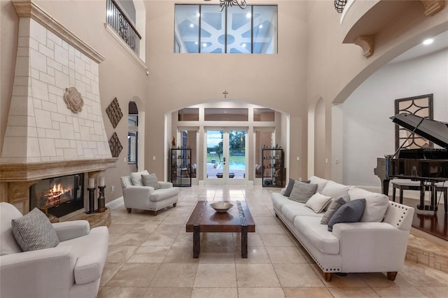 living room with french doors