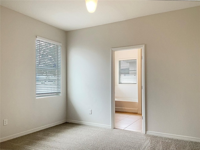 spare room with light carpet