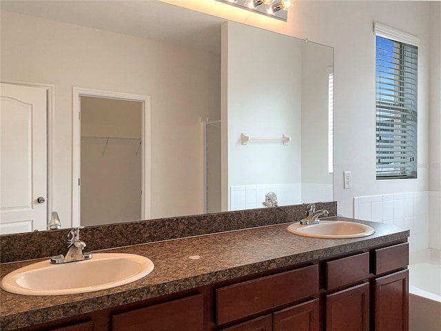 bathroom with vanity and a bathtub