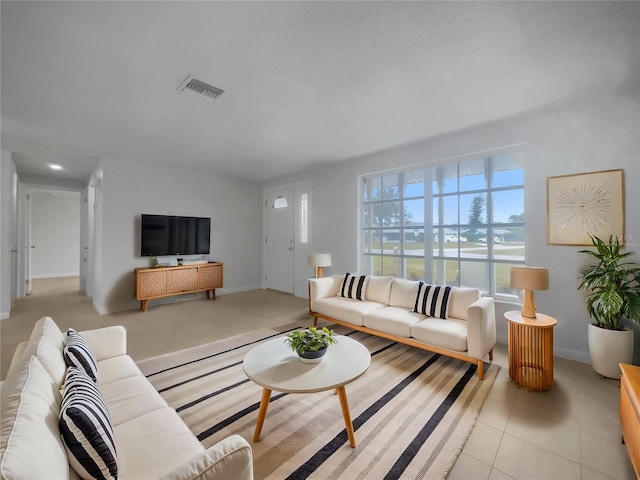 view of tiled living room