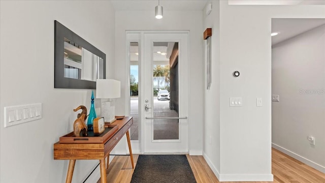 foyer with light hardwood / wood-style flooring