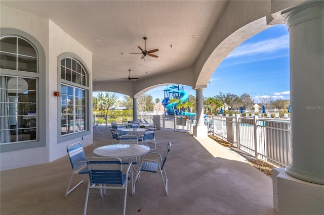 view of patio / terrace featuring ceiling fan