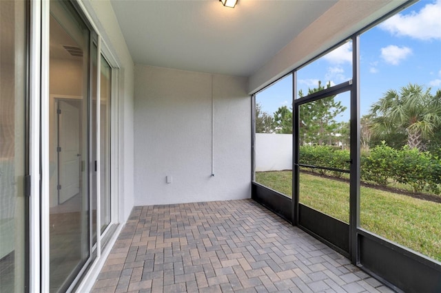 view of unfurnished sunroom