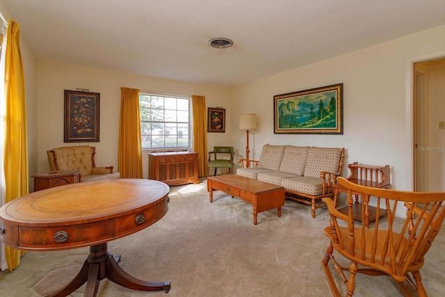 living room with light carpet