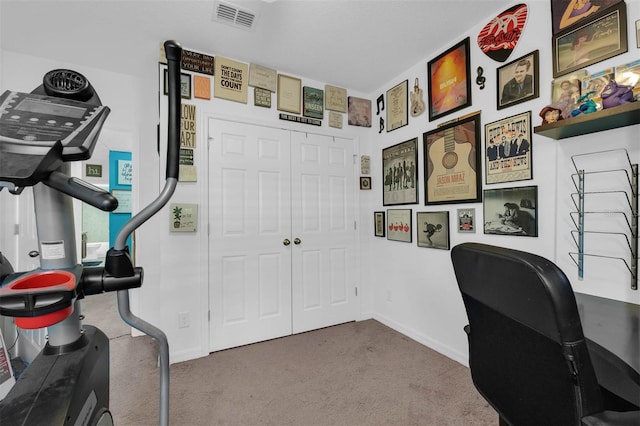 home office featuring carpet flooring