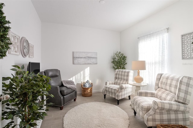 living area with light wood-type flooring