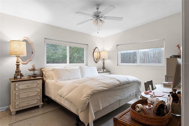 bedroom featuring ceiling fan