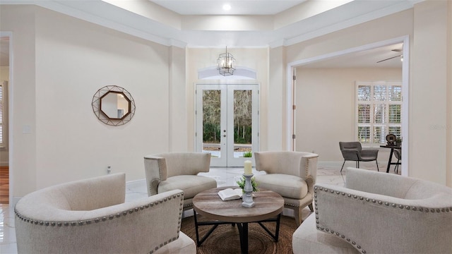 living room with french doors