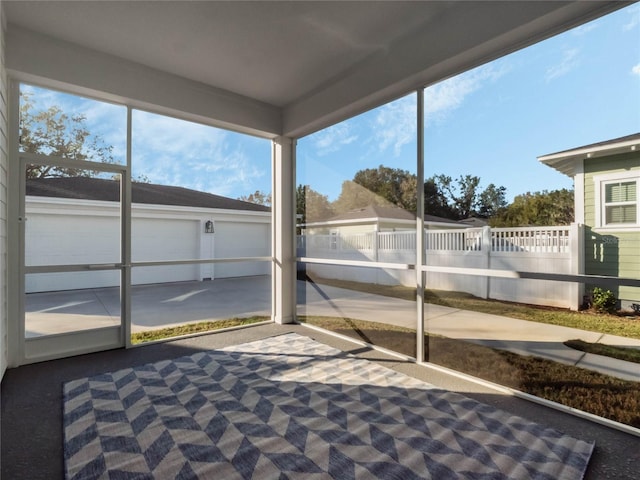 view of unfurnished sunroom