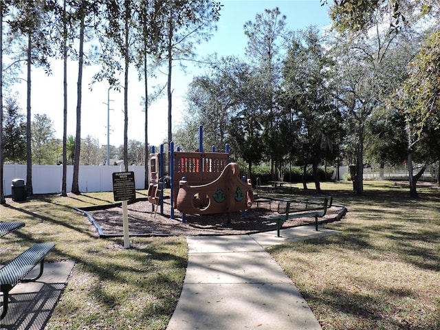 view of playground featuring a yard