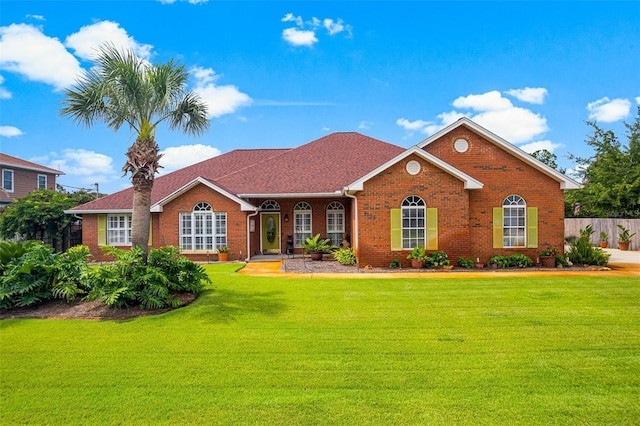 view of front of house featuring a front lawn