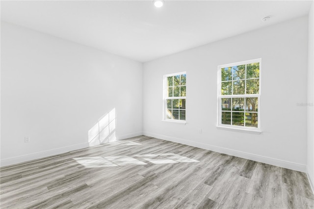 empty room with light wood-type flooring