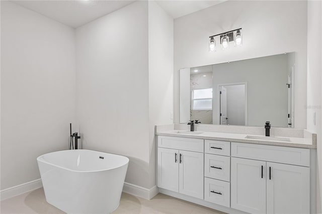 bathroom with vanity and a bathing tub