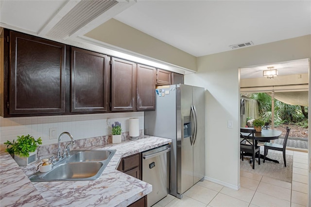 kitchen featuring sink, dark brown cabinets, and appliances with stainless steel finishes