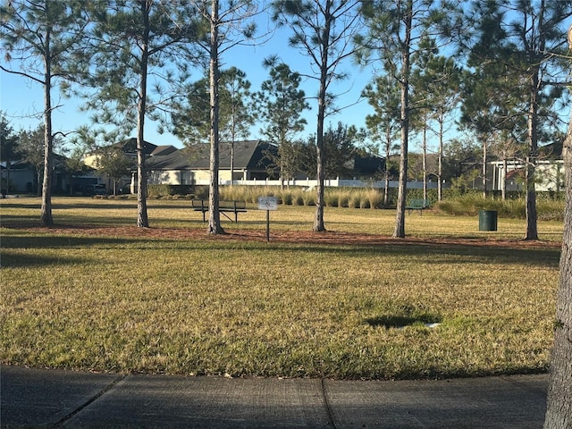 view of home's community with a yard