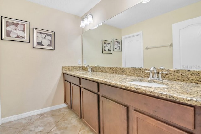 bathroom with vanity and tile patterned floors