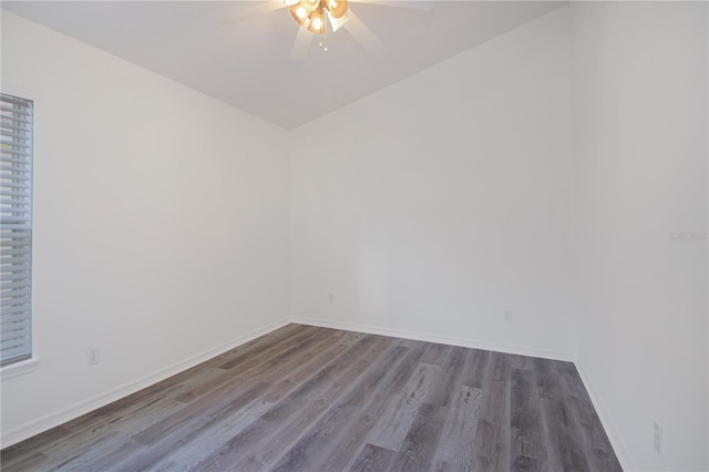 unfurnished room featuring hardwood / wood-style flooring and ceiling fan