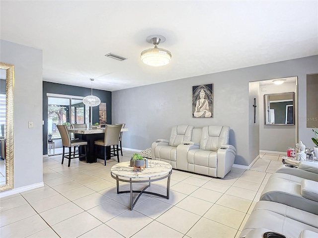 view of tiled living room