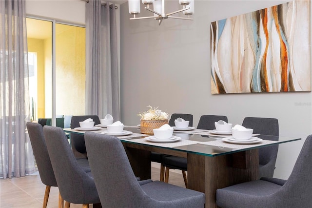 dining room featuring a chandelier