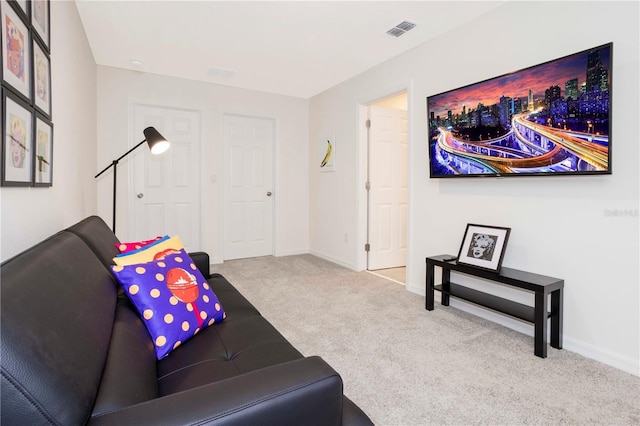 living room with light carpet