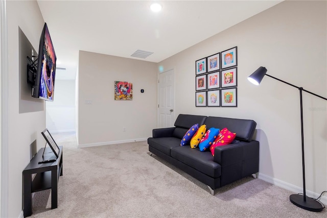 living room featuring carpet