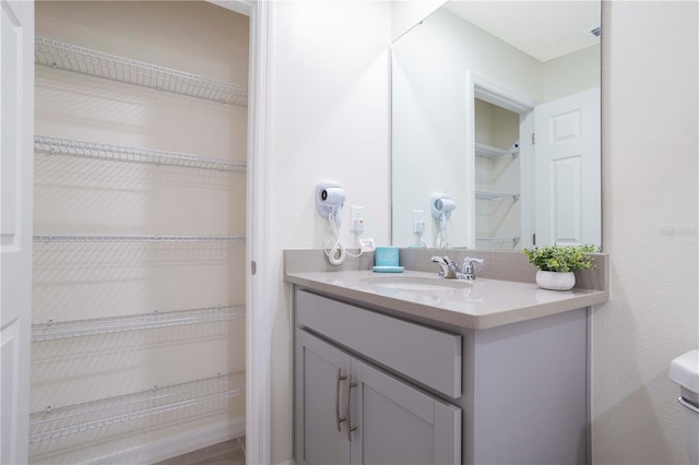 bathroom featuring vanity and toilet