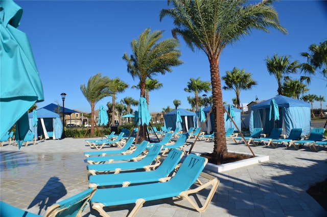 view of pool with a gazebo and a patio area