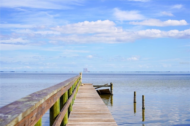 dock area featuring a water view