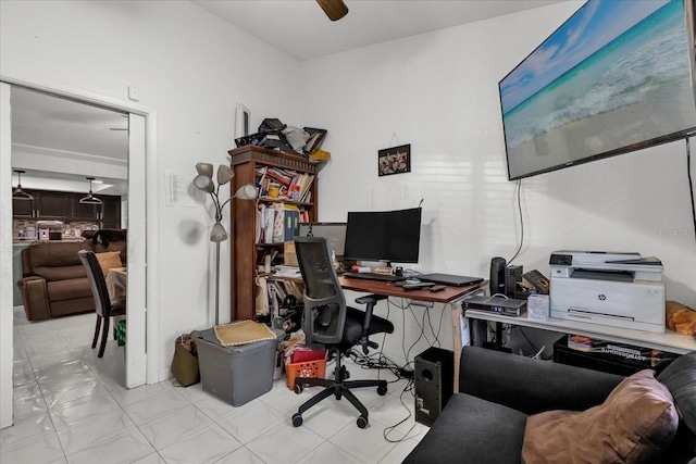 office featuring ceiling fan