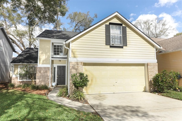 front facade with a garage