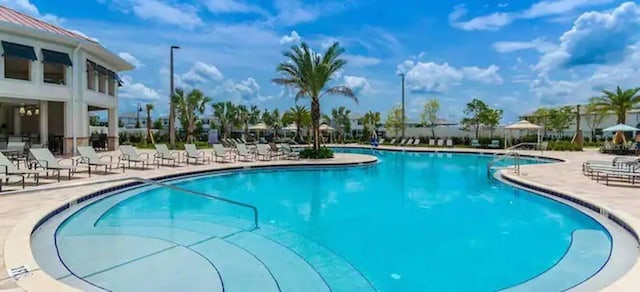 view of pool featuring a patio area