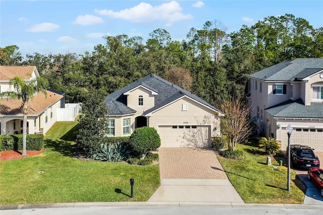 view of front of property with a front lawn