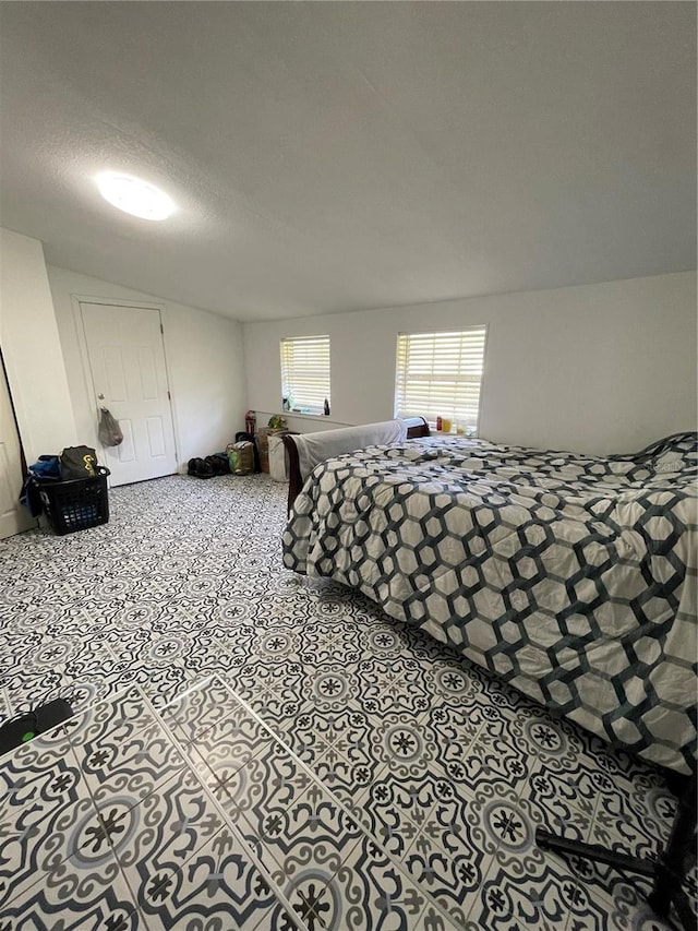 bedroom with a textured ceiling