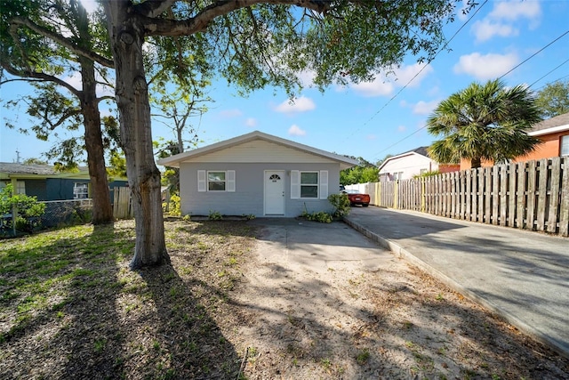 view of single story home