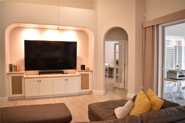 living room featuring light hardwood / wood-style flooring