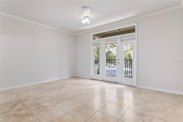 unfurnished room with ornamental molding