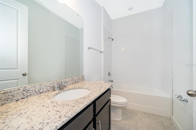 full bathroom with vanity, shower / bathtub combination, and toilet