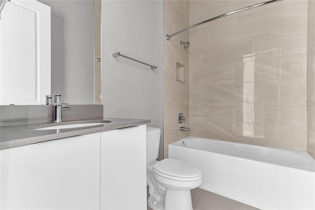 full bathroom with vanity, washtub / shower combination, and toilet