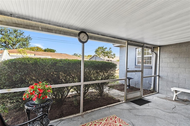 view of unfurnished sunroom