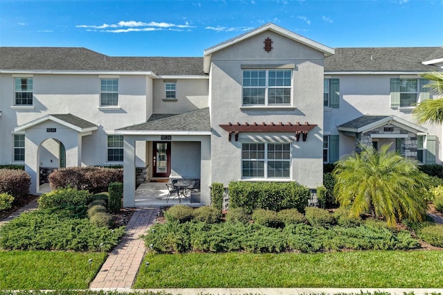 view of front of home with a patio