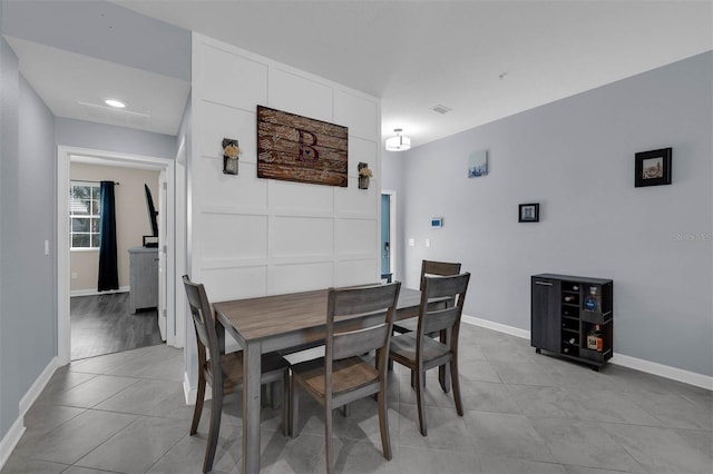 view of tiled dining room