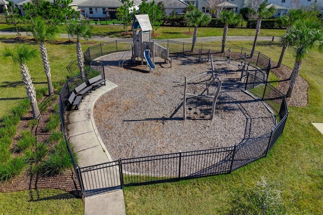 view of yard with fence and playground community