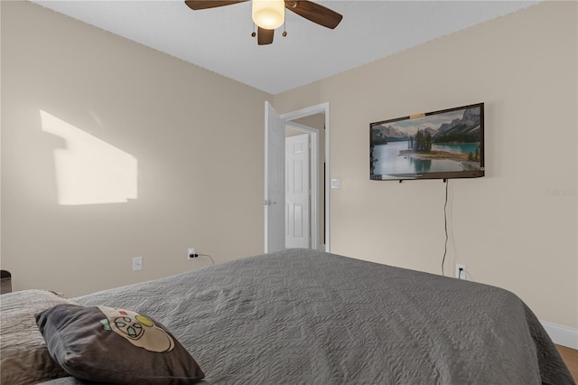 bedroom featuring ceiling fan