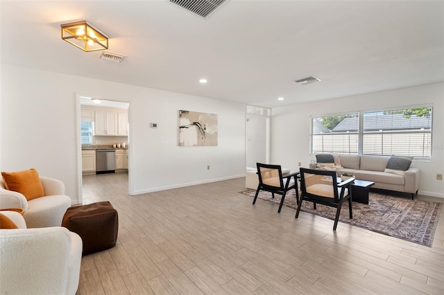 living room featuring light hardwood / wood-style flooring