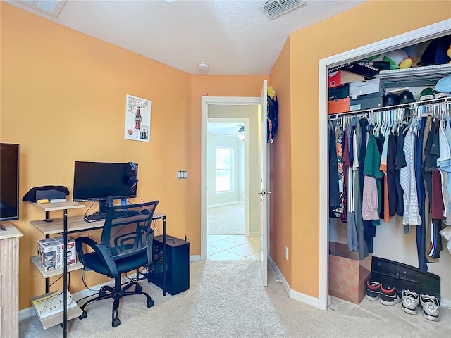 view of carpeted office space