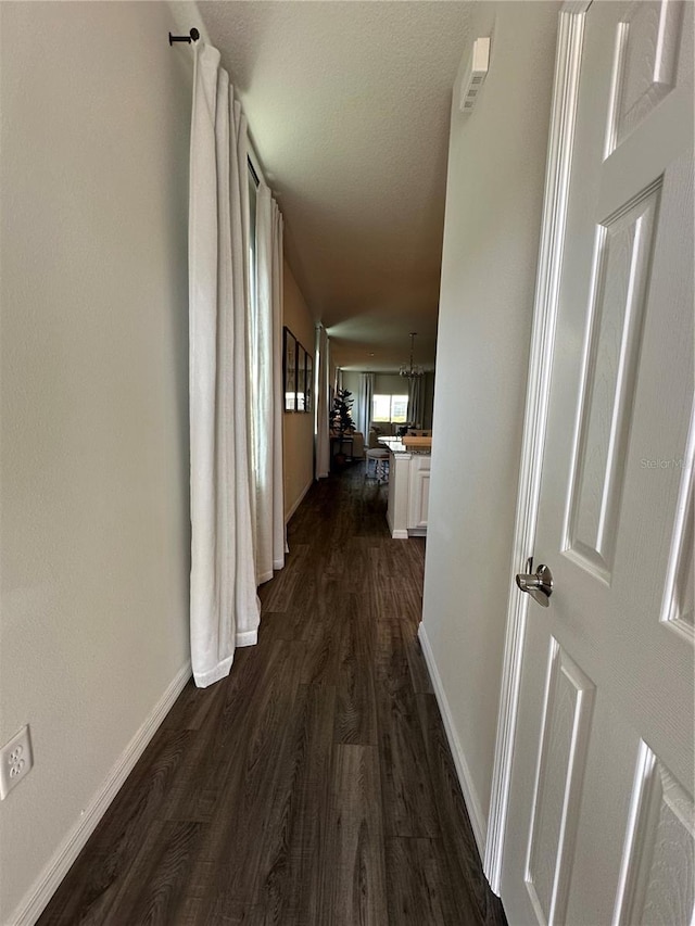 corridor with dark wood-type flooring