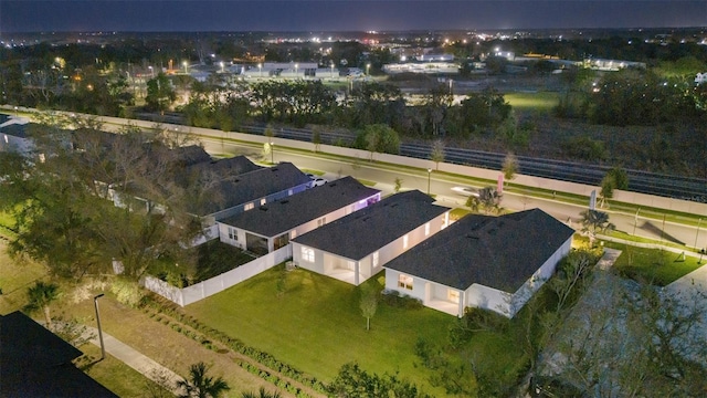 view of aerial view at twilight