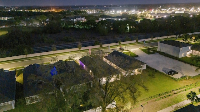 view of aerial view at night