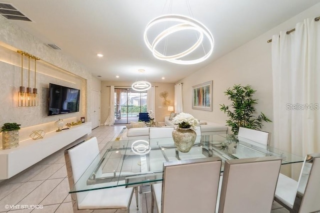 dining room with light tile patterned floors