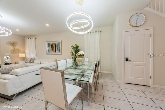 view of tiled dining area